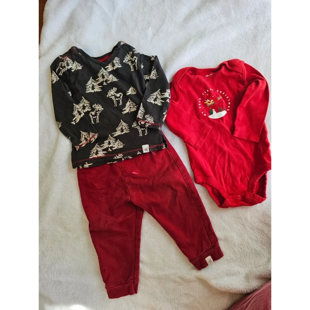 Burts Bees Baby Christmas outfit / Carters My Very First Christmas Bodysuit Lot